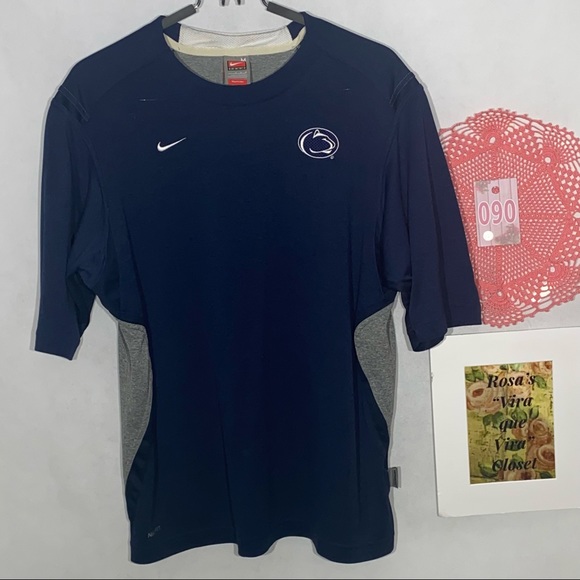 Nike Fit Dry Penn State Shirt Navy & Grey with Mesh Inserts Medium - Picture 3 of 12